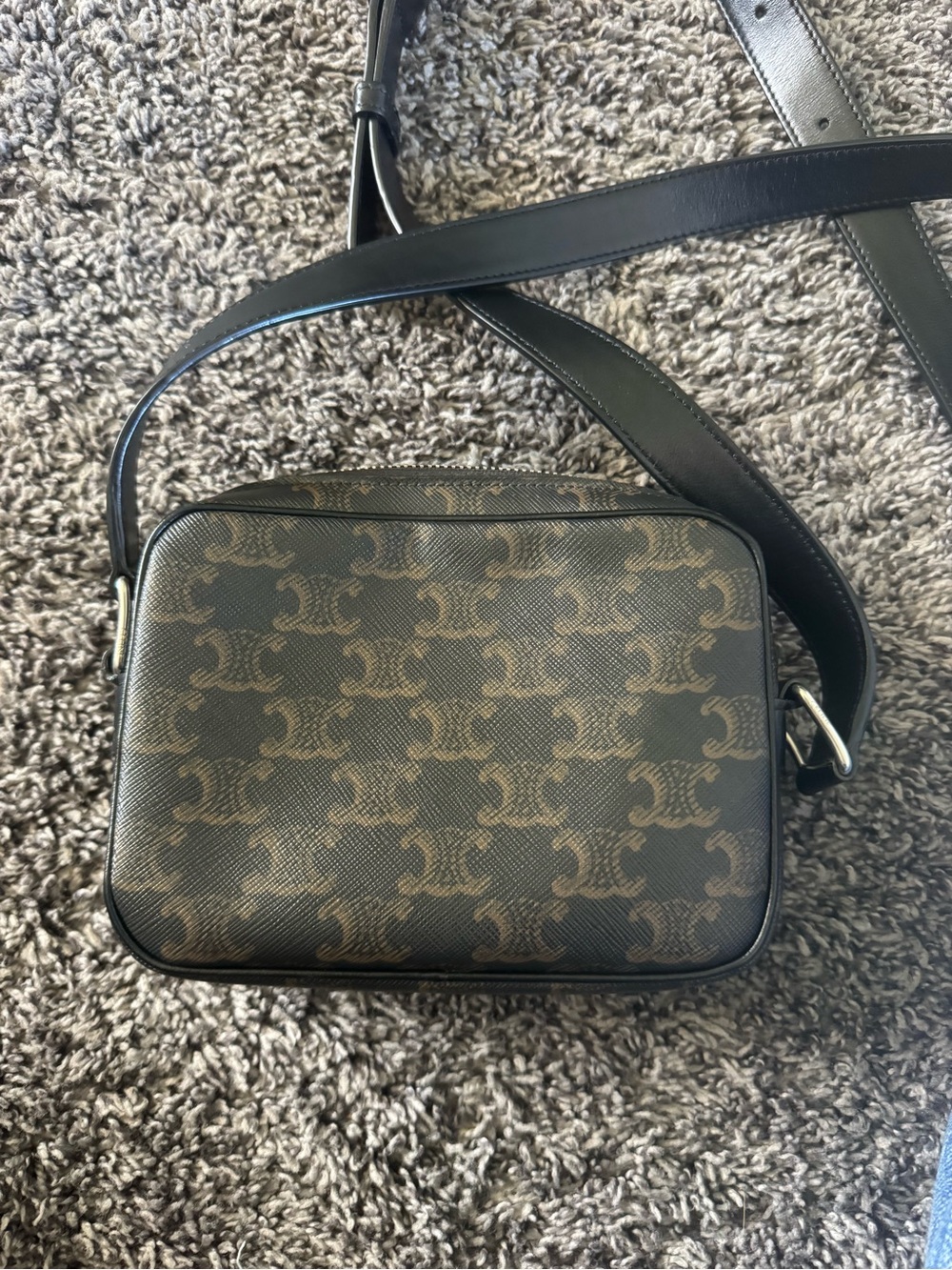 Celine Brown Monogram Crossbody with White Logo - Picture 4 of 9